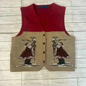 *not for sale* Karen Scott Christmas Santa Embroidered Vest